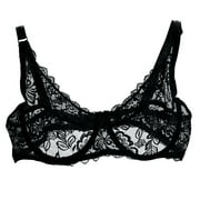 Women's Lace Bralette See Through Sexy Minimizer Bra Plus Size Sheer Underwire Brassiere Push Up Balconette Bras